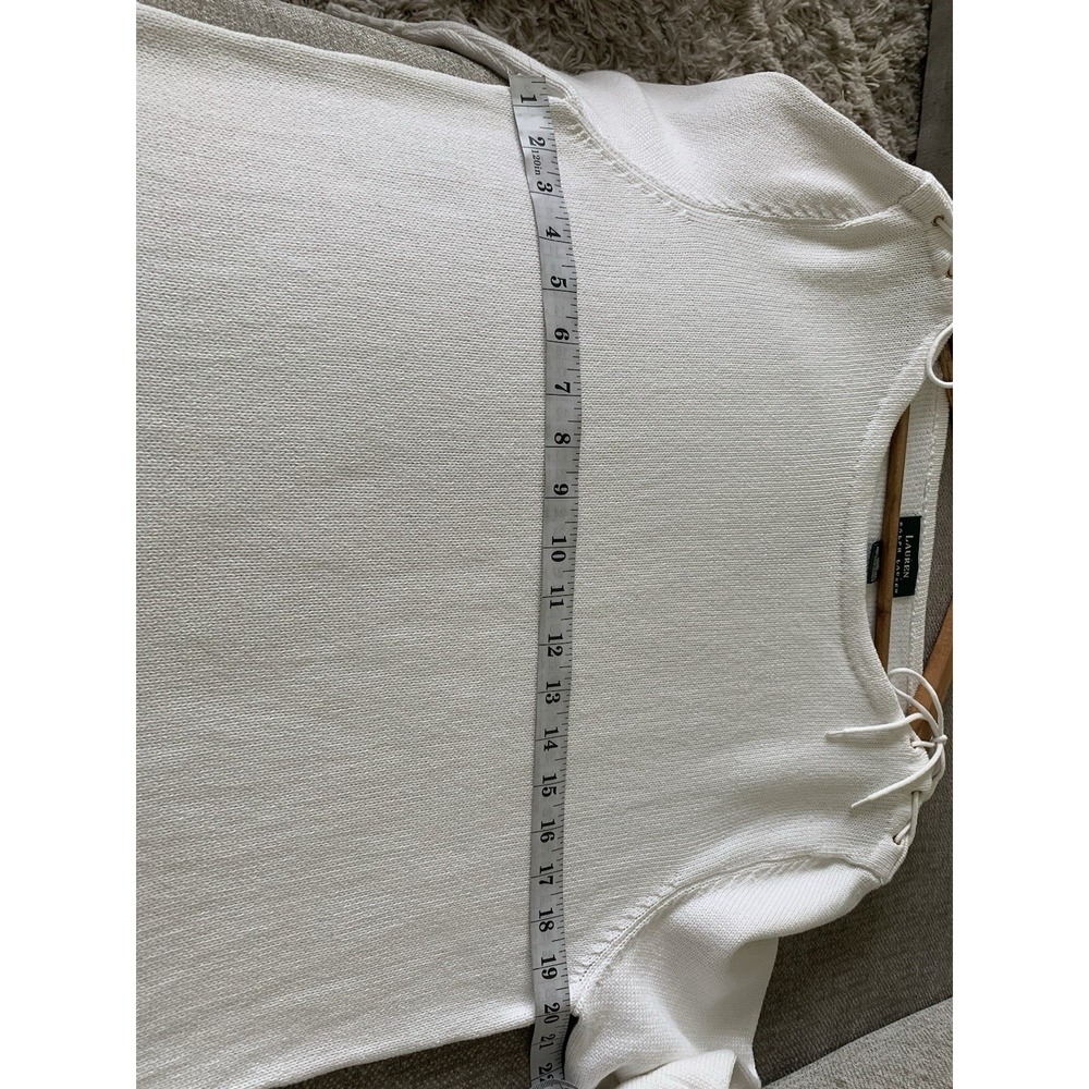 Lauren Ralph Lauren 100% Cotton Sweater Boat Neck Ties On Shoulders White SZ XL - Picture 7 of 8